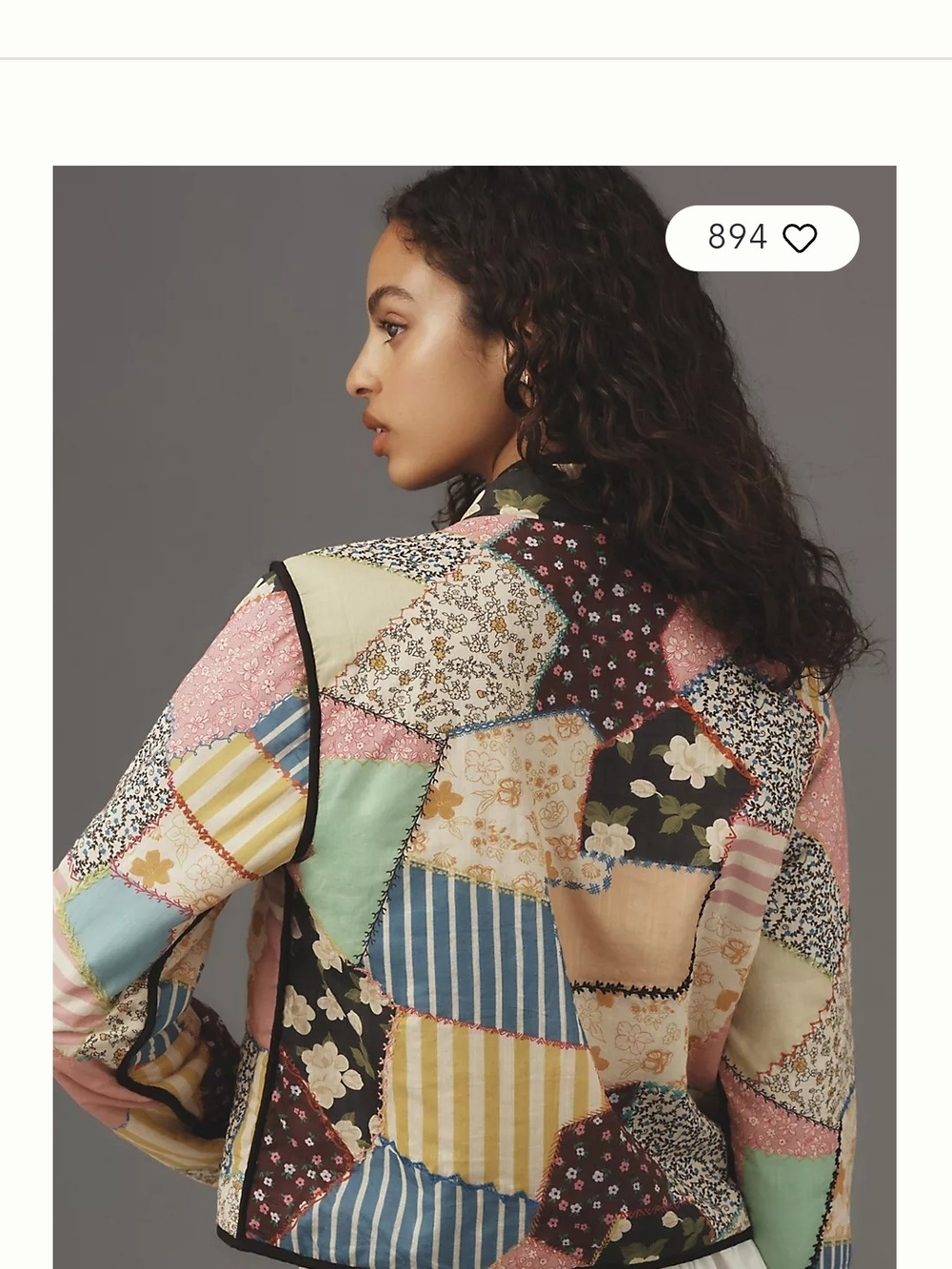 Anthropologie Patchwork Quilted Blazer in Pink, Yellow, Blue, Green, Black - Picture 7 of 7